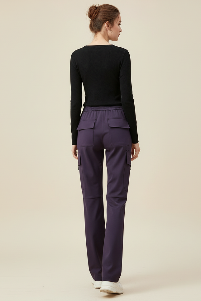 Pantalon Cargo Violet Ample Taille Haute Femme - Polyester - vue 2