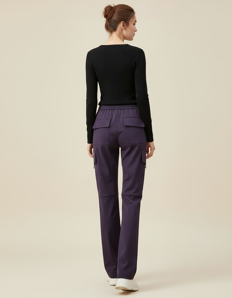 Pantalon Cargo Violet Ample Taille Haute Femme - Polyester - vue 2