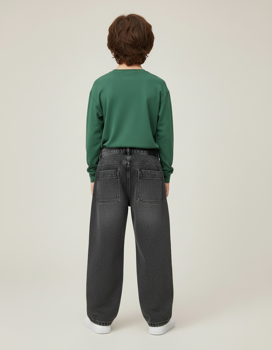 Pantalon Cargo Jean Ample Gris Multipoches Enfant - vue 2