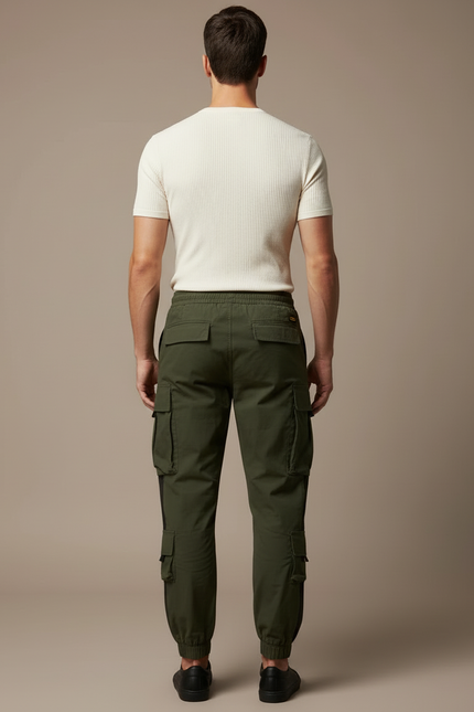 Pantalon Cargo Vert Kaki - Toile - vue 2
