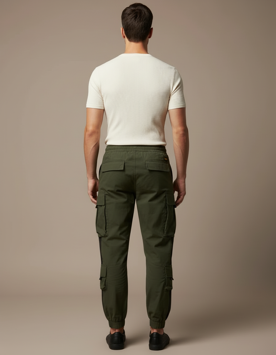 Pantalon Cargo Vert Kaki - Toile - vue 2