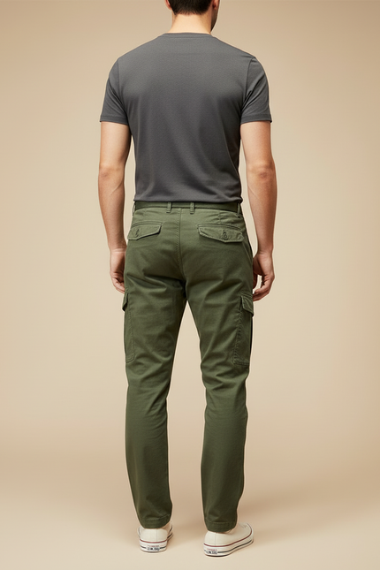 Pantalon Cargo Vert Militaire Coton Décontracté Homme - Kaki - vue 2