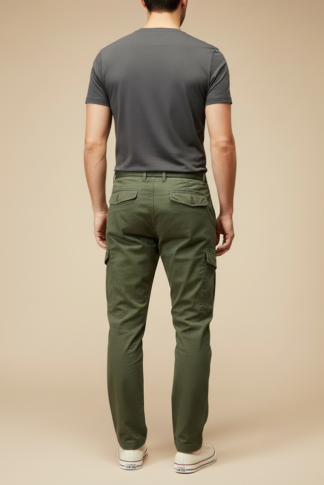 Pantalon Cargo Vert Militaire Coton Décontracté Homme - Kaki - vue 2
