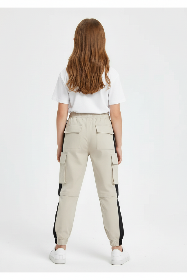 Pantalon Cargo Beige Enfant Décontracté Poches Latérales - Polyester - vue 2