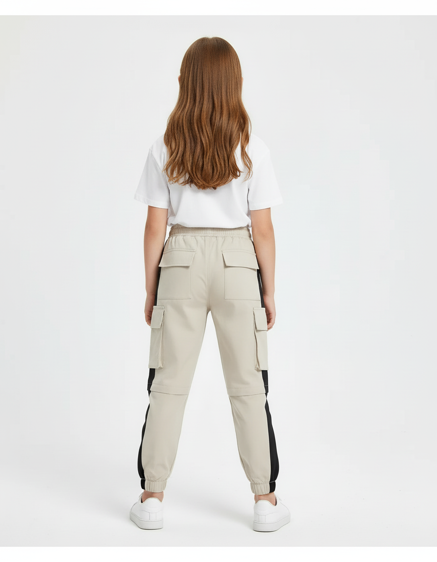 Pantalon Cargo Beige Enfant Décontracté Poches Latérales - Polyester - vue 2