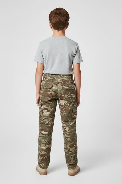 Pantalon Cargo Camouflage Militaire Enfant Tactique Multi-Poches - Multicolore Toile - vue 2