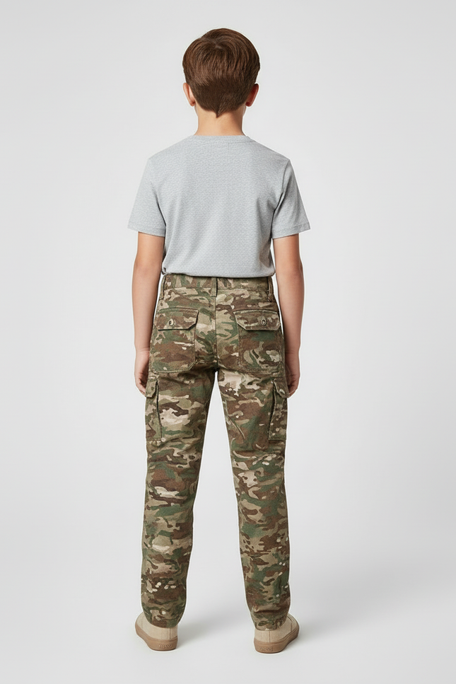 Pantalon Cargo Camouflage Militaire Enfant Tactique Multi-Poches - Multicolore Toile - vue 2