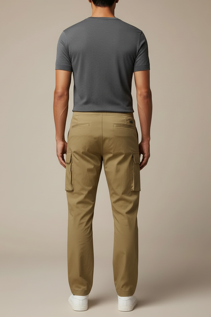 Pantalon Cargo Kaki Multipoches Zippées Décontracté Homme - Gabardine - vue 2