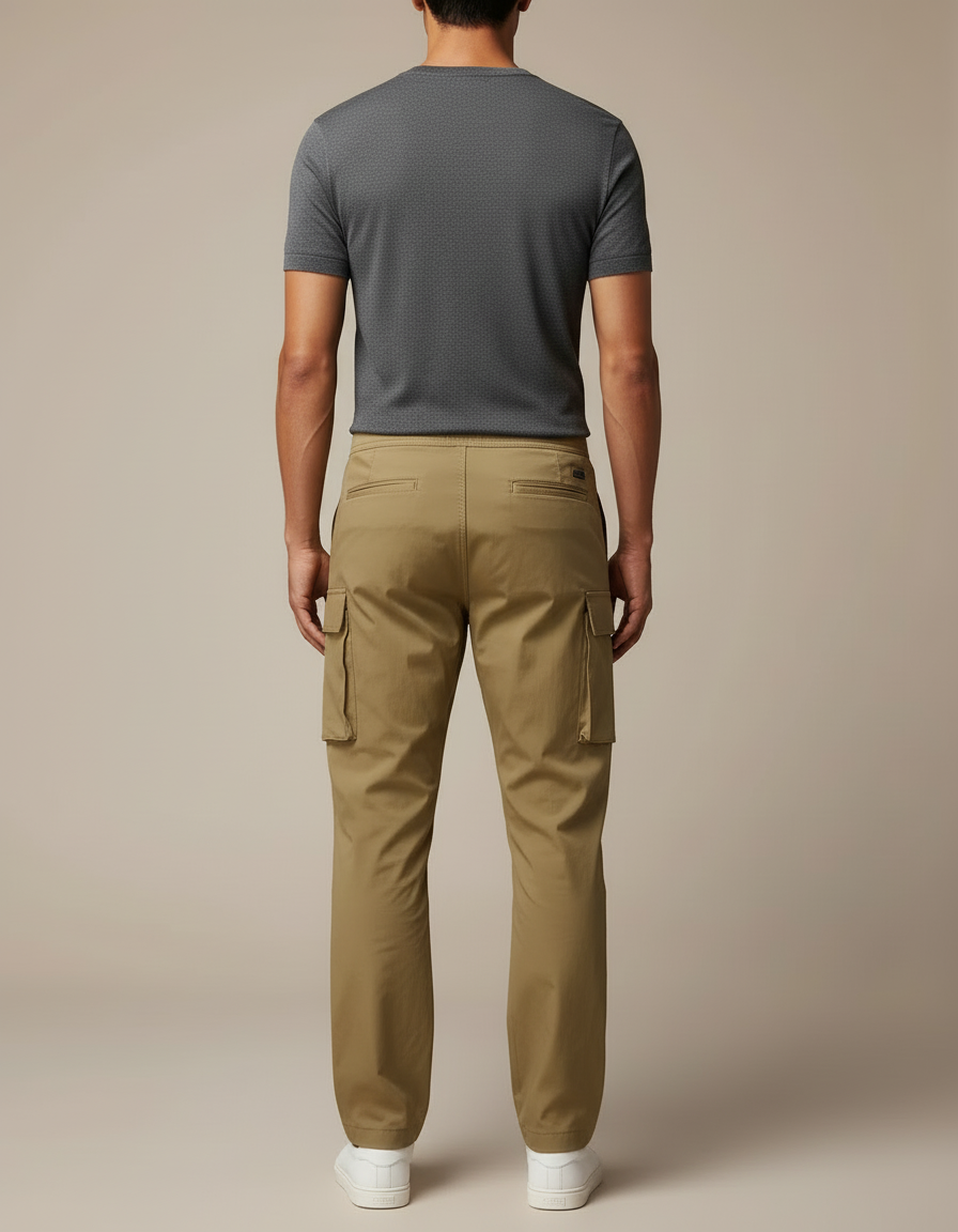Pantalon Cargo Kaki Multipoches Zippées Décontracté Homme - Gabardine - vue 2