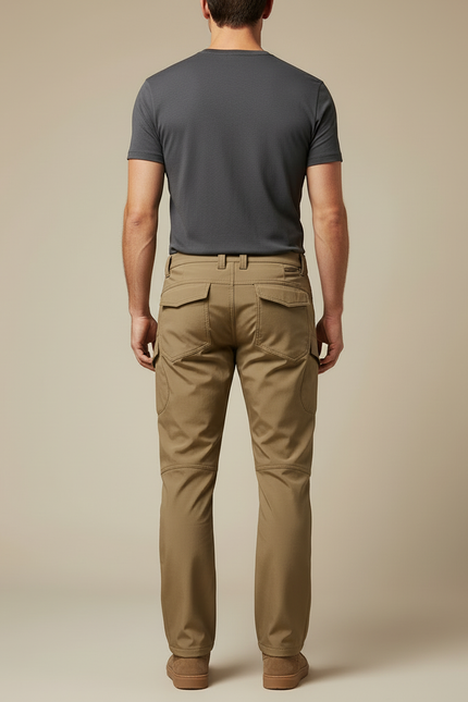 Pantalon Cargo Kaki Droit Multipoches Résistant Randonnée - Polyester - vue 2