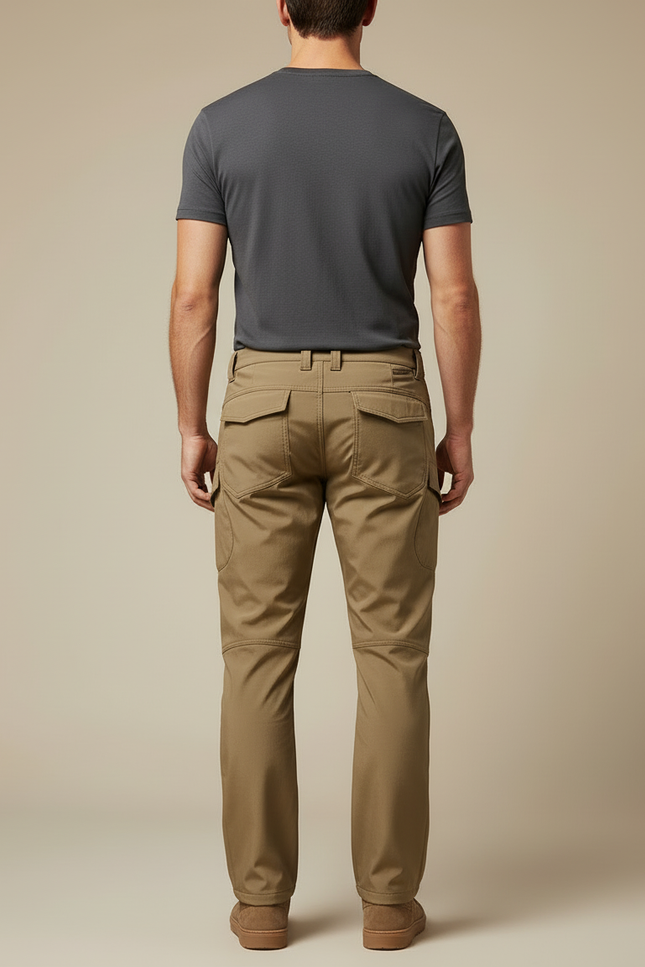 Pantalon Cargo Kaki Droit Multipoches Résistant Randonnée - Polyester - vue 2