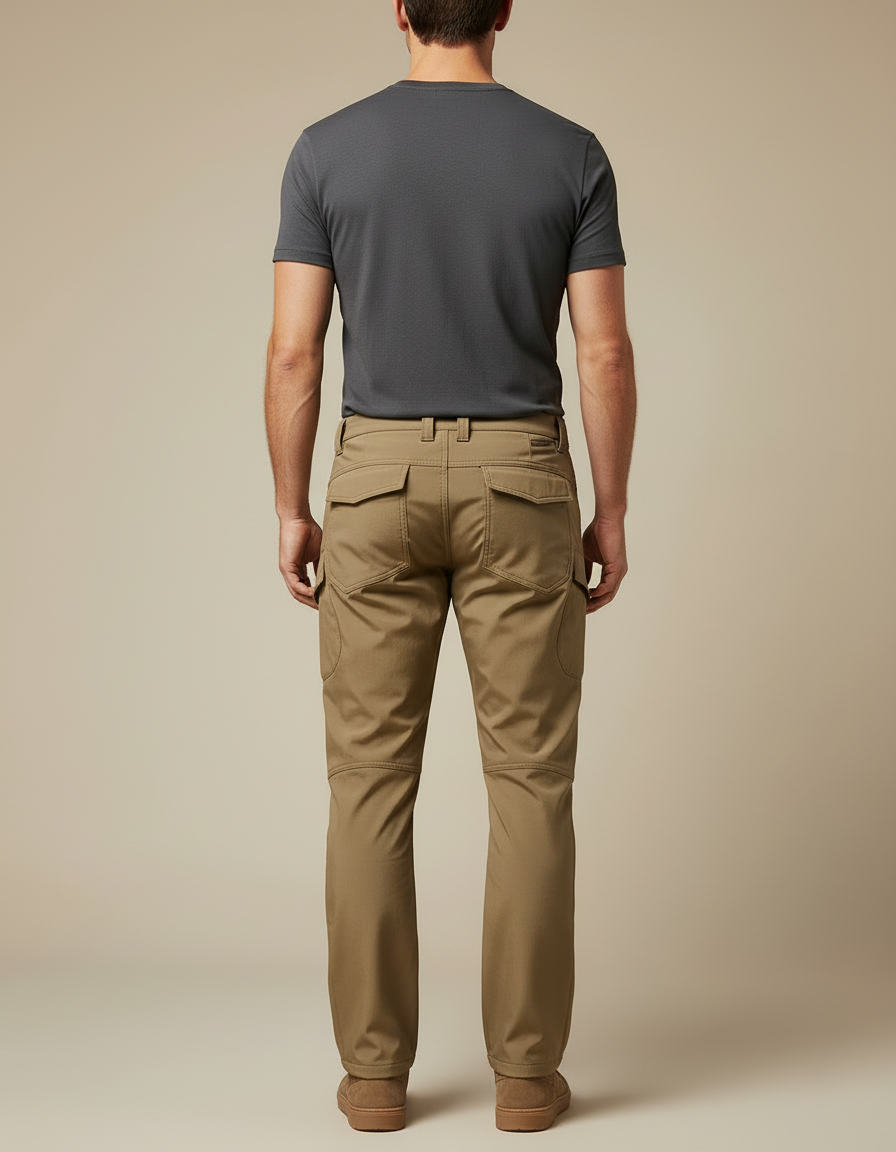 Pantalon Cargo Kaki Droit Multipoches Résistant Randonnée - Polyester - vue 2