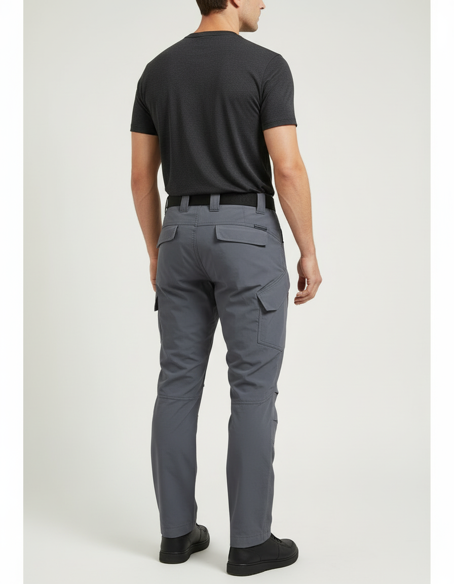 Pantalon Cargo Gris Tactique Multipoches Homme Résistant - Polyester - vue 2