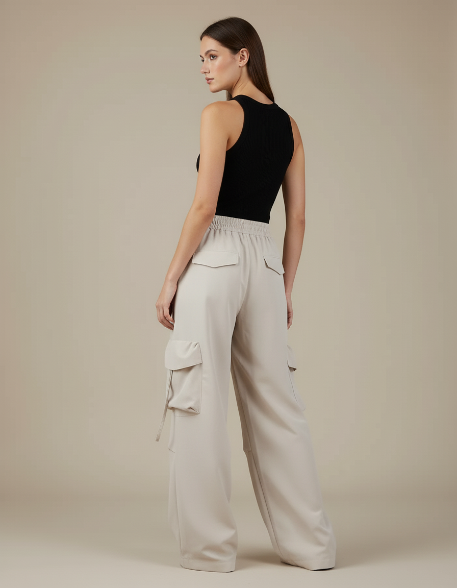 Pantalon Cargo Chic - Beige Gabardine - vue 2