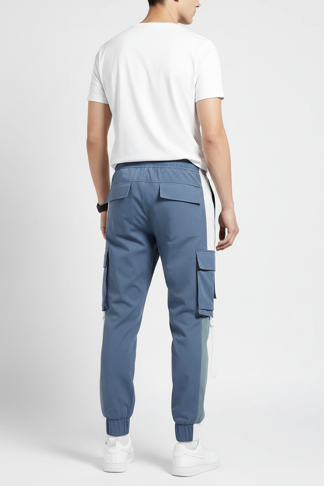 Pantalon Cargo Bicolore Ample Multipoches Streetwear Homme - Multicolore Polyester - vue 2
