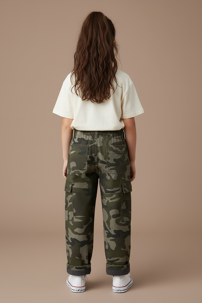 Pantalon Cargo Camouflage Ample Coton Enfant Décontracté - Multicolore Toile - vue 2