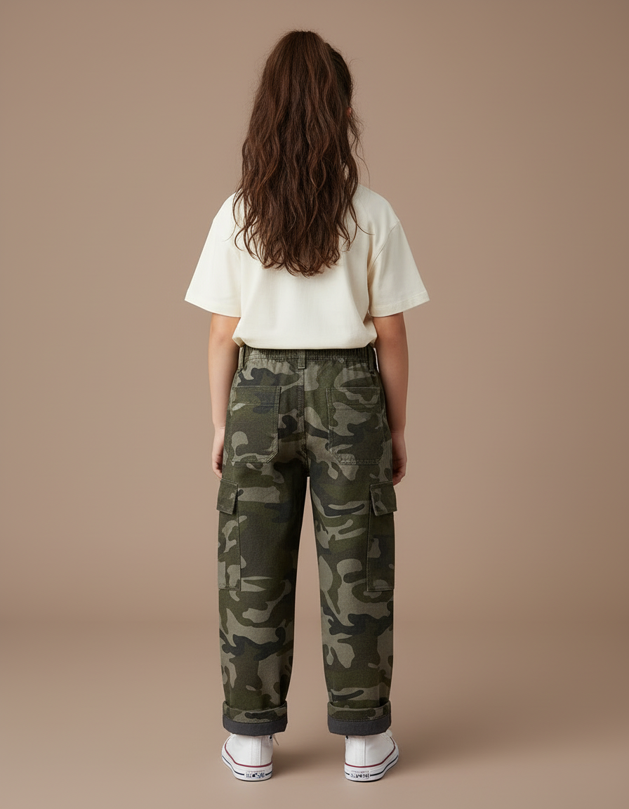 Pantalon Cargo Camouflage Ample Coton Enfant Décontracté - Multicolore Toile - vue 2