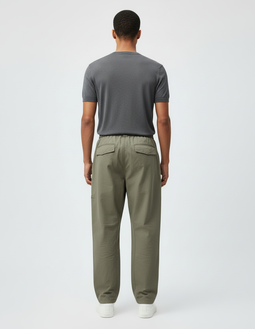 Pantalon Cargo Kaki Ample Décontracté Multipoches Homme - Toile - vue 2