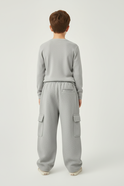 Pantalon Cargo Gris Ample Molletonné Enfant - vue 2