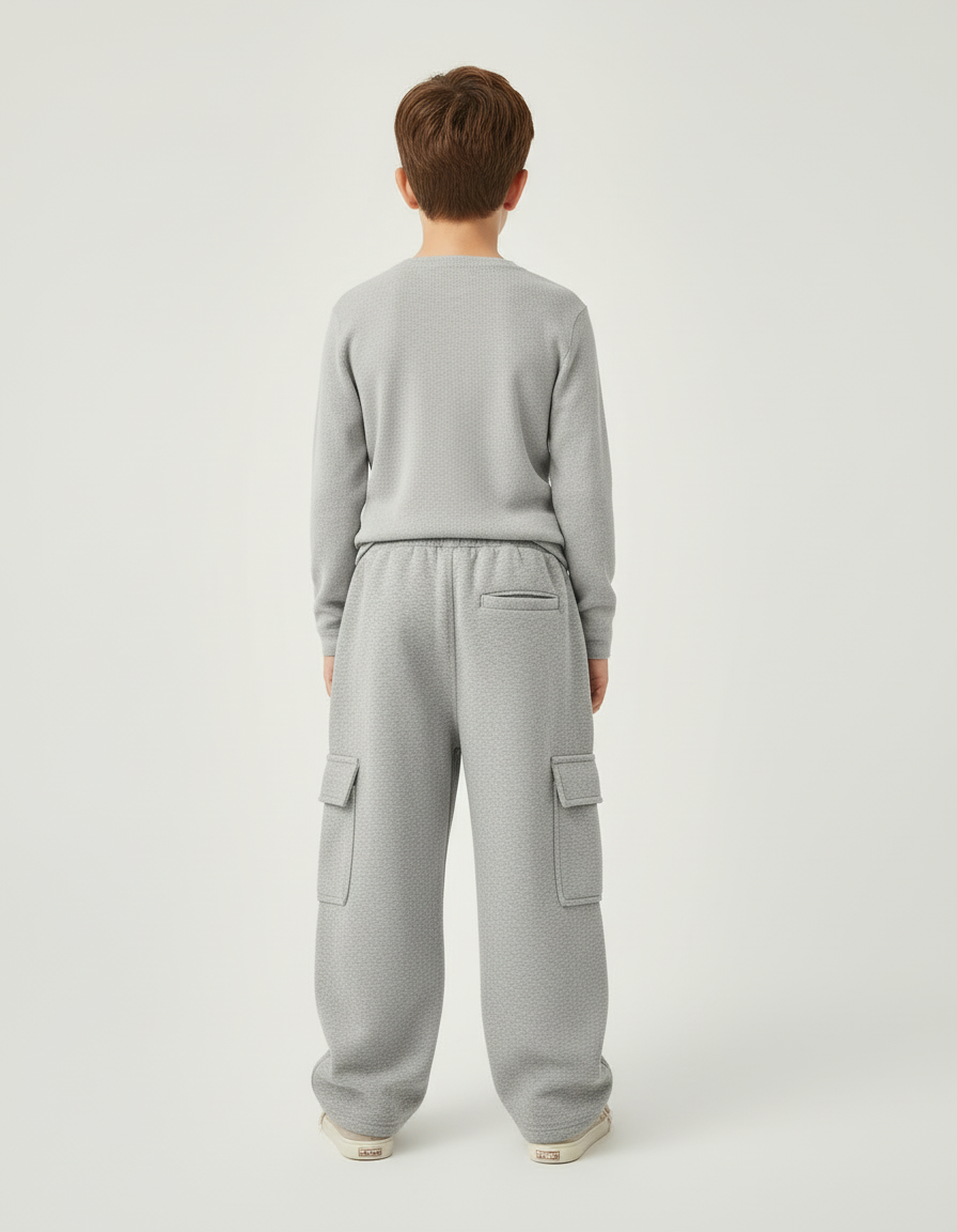 Pantalon Cargo Gris Ample Molletonné Enfant - vue 2