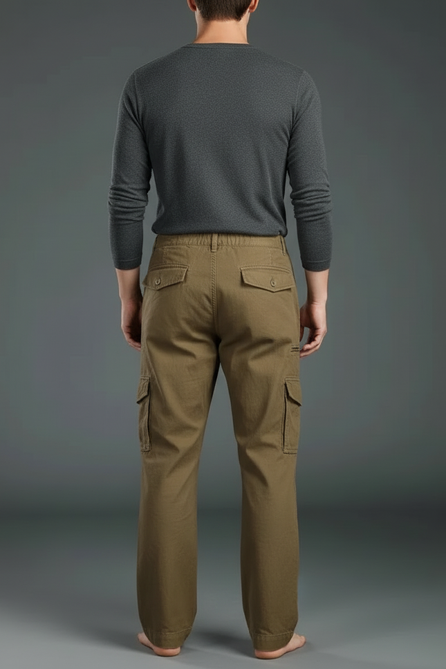 Pantalon Cargo Kaki Coton Ample Confortable Multi-poches - vue 2
