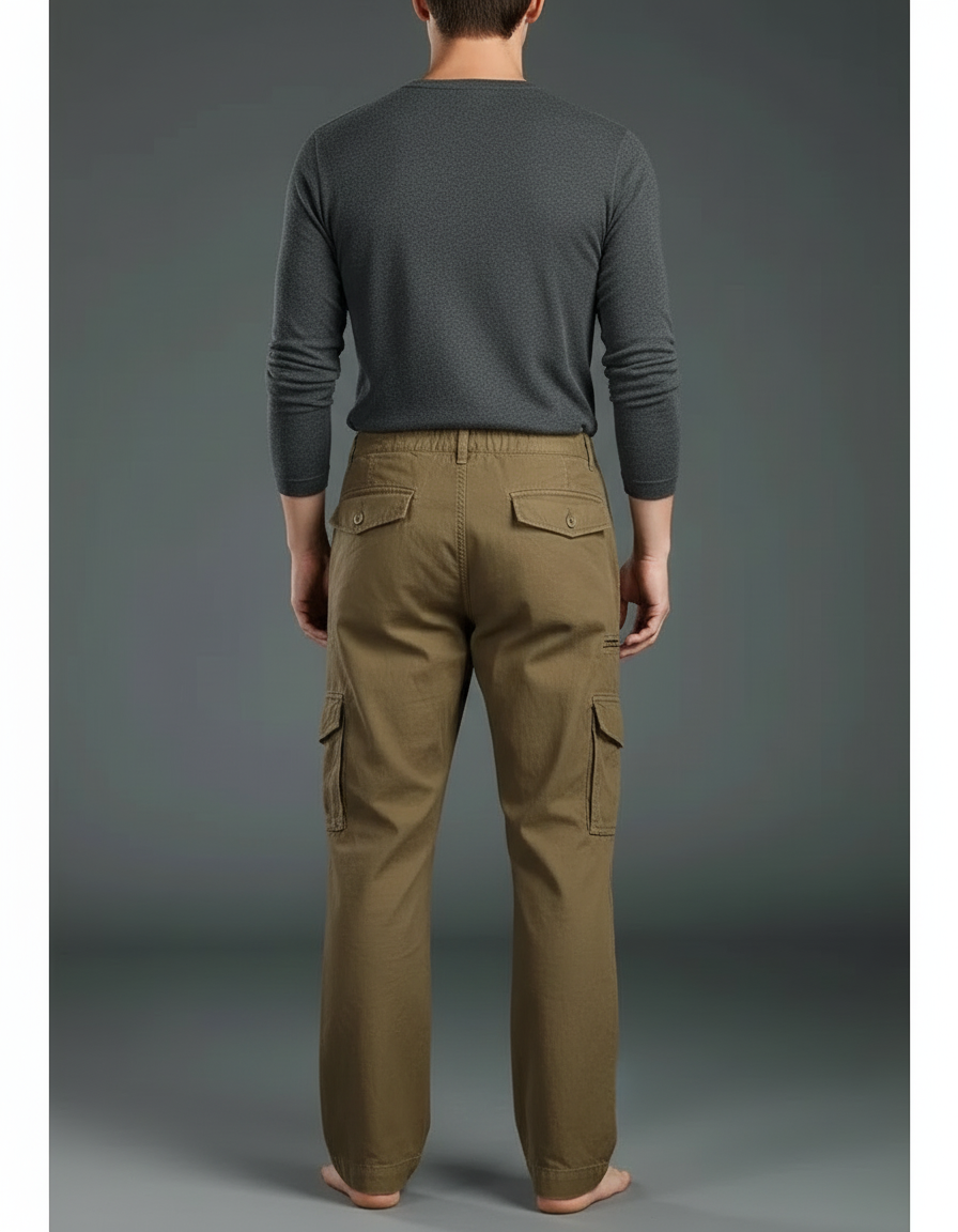 Pantalon Cargo Kaki Coton Ample Confortable Multi-poches - vue 2