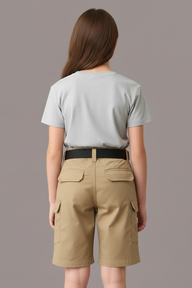 Pantalon Cargo Kaki Enfant Tactique Ceinture Noire - Toile - vue 2