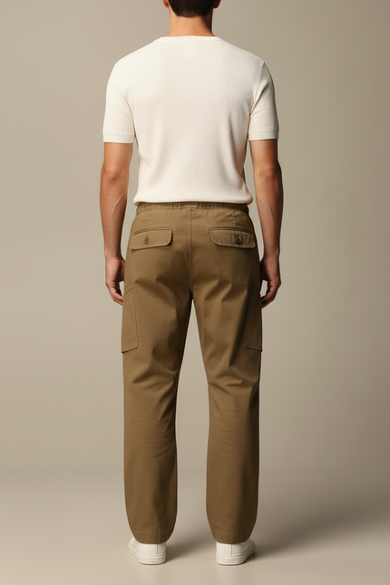 Pantalon Cargo Kaki Coton Ample Décontracté Multipoches - vue 2