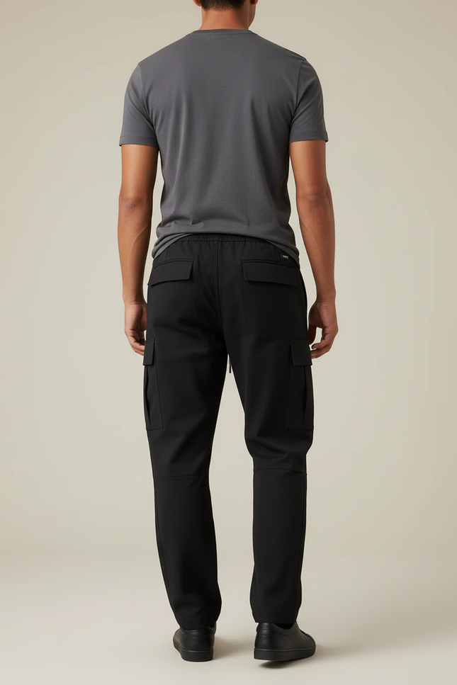 Pantalon Cargo Noir Décontracté Multipoches Homme Cordon - Polyester - vue 2