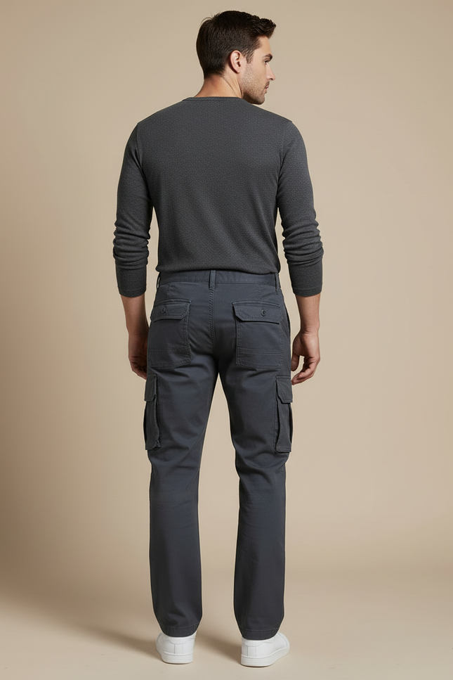Pantalon Cargo Gris Foncé - Toile - vue 2