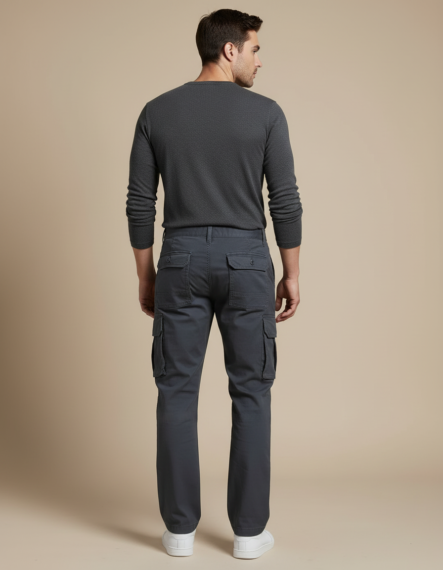 Pantalon Cargo Gris Foncé - Toile - vue 2