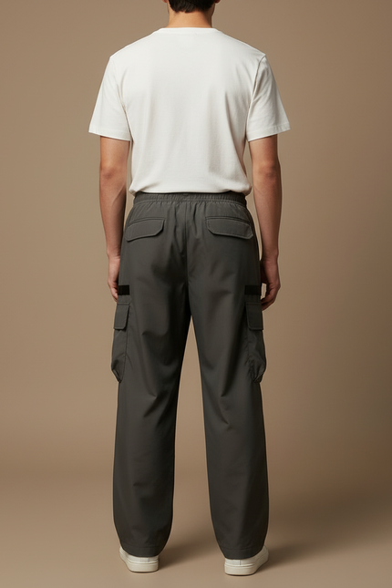 Pantalon Cargo Gris Ample Décontracté Homme Streetwear - Kaki Polyester - vue 2