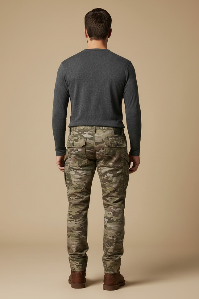 Pantalon Cargo Camouflage Militaire Multipoches Résistant Homme - Multicolore Toile - vue 2