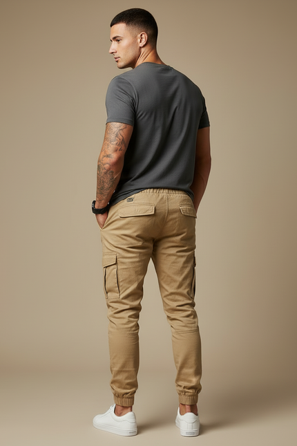Pantalon Cargo Skinny Homme - Kaki Gabardine - vue 2