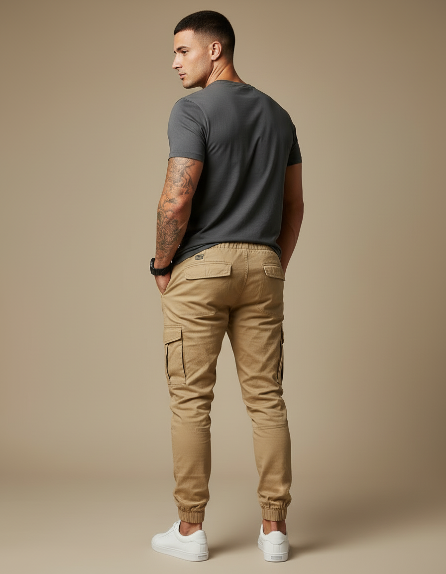 Pantalon Cargo Skinny Homme - Kaki Gabardine - vue 2
