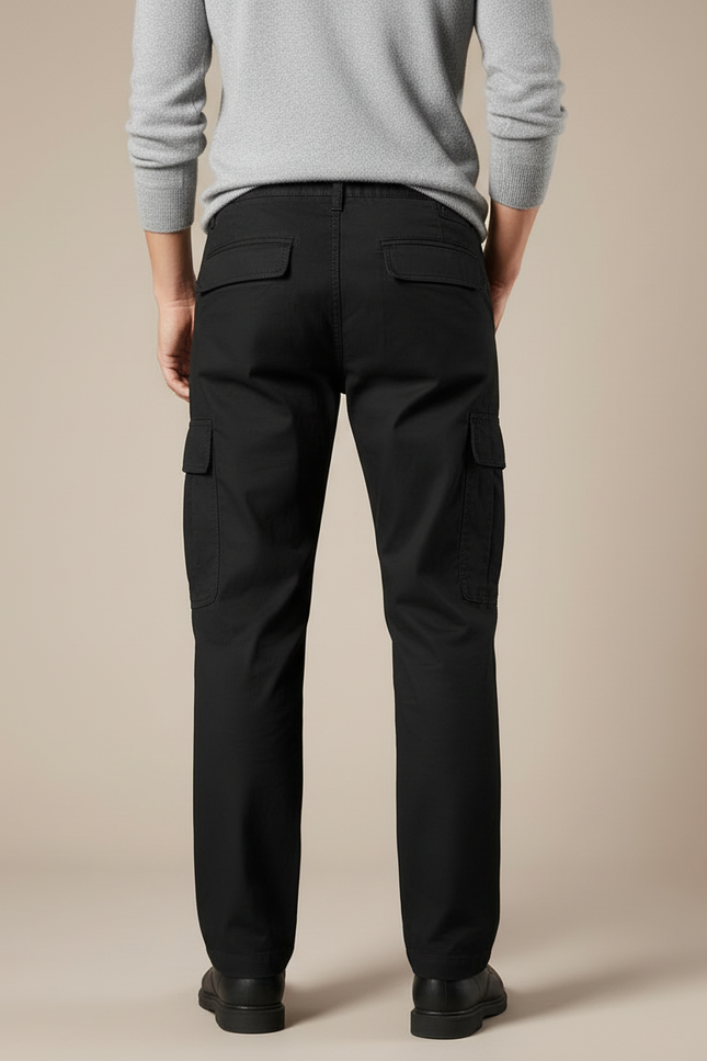Pantalon Cargo Noir Coton Multipoches Ample Décontracté Homme - vue 2