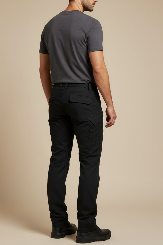 Pantalon Cargo Noir Homme Multi-Poches Décontracté - Polyester - vue 2