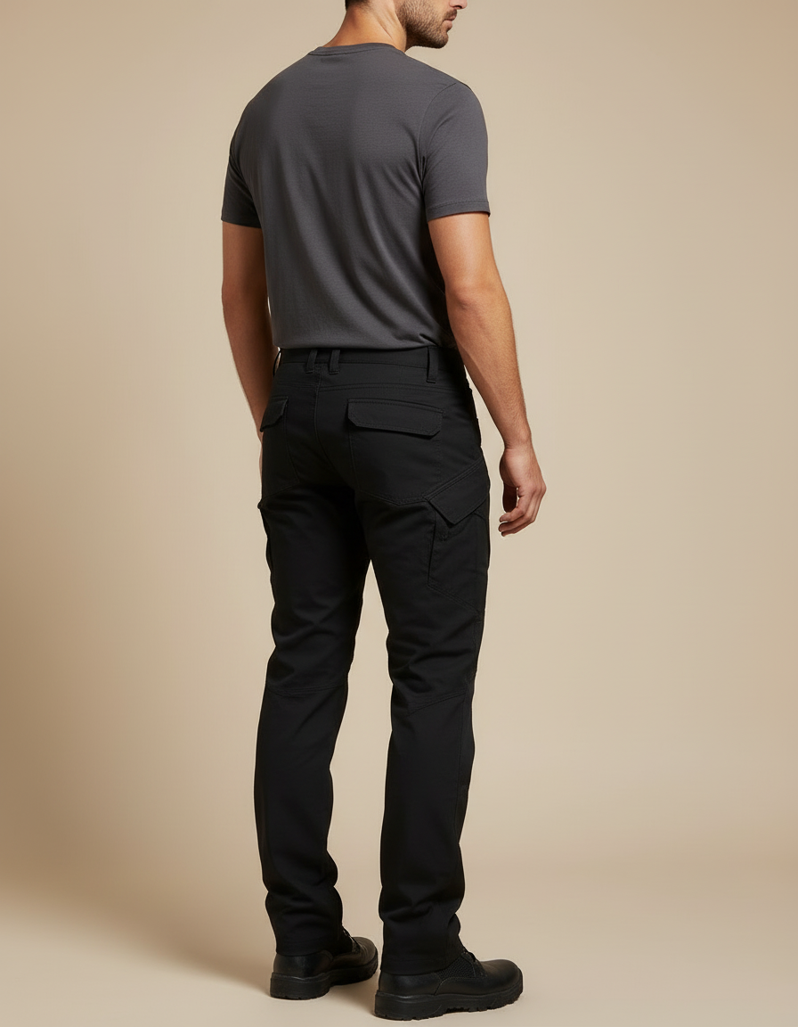 Pantalon Cargo Noir Homme Multi-Poches Décontracté - Polyester - vue 2