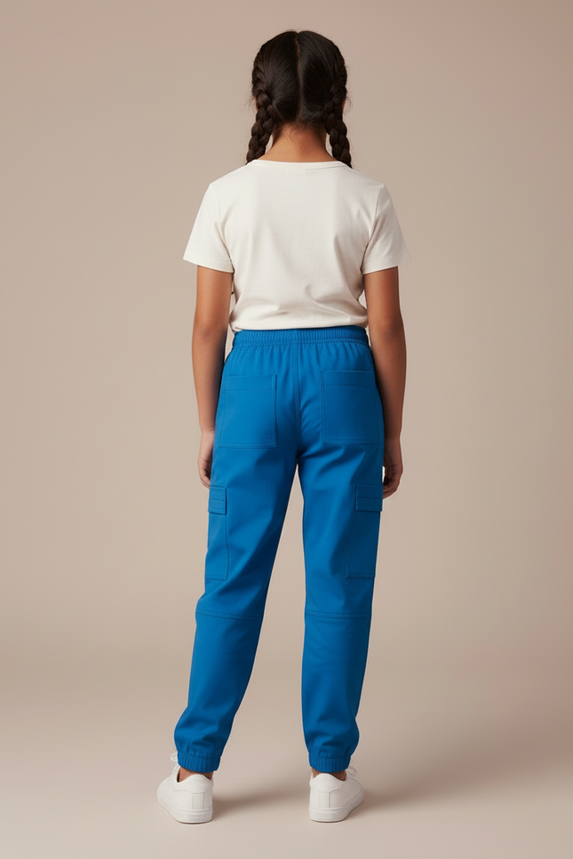 Pantalon Cargo Bleu Ample Coton Multi-Poches Enfant - vue 2
