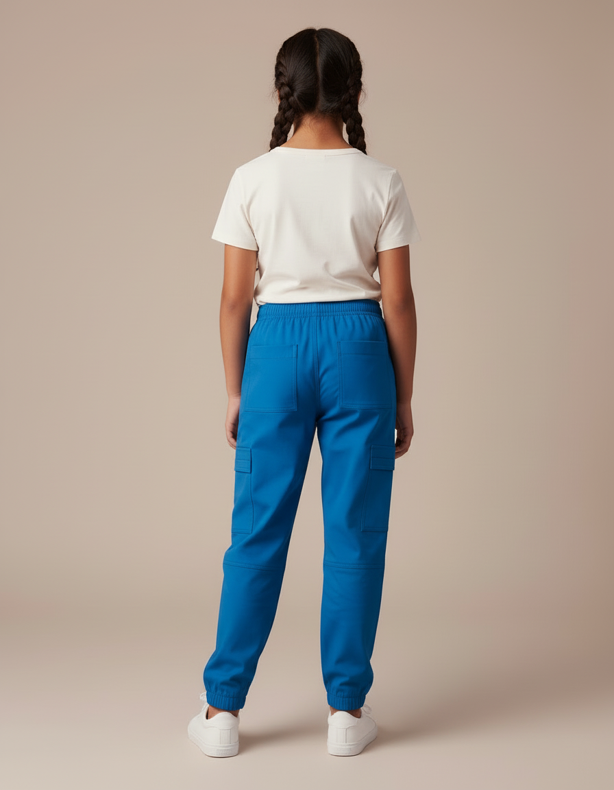 Pantalon Cargo Bleu Ample Coton Multi-Poches Enfant - vue 2