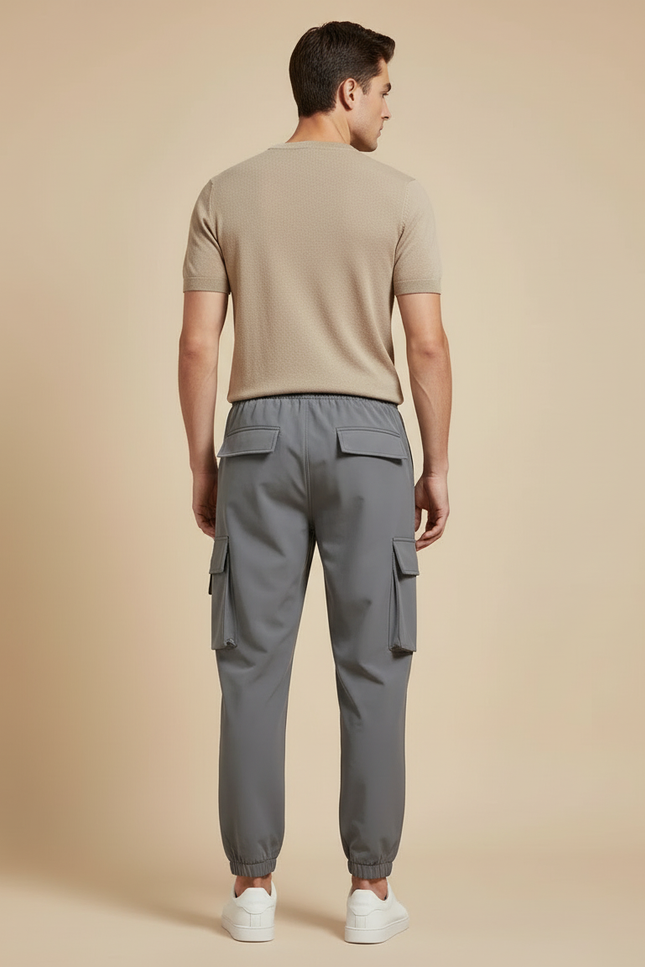 Pantalon Cargo Gris Décontracté Sport Jogger Poches - Polyester - vue 2