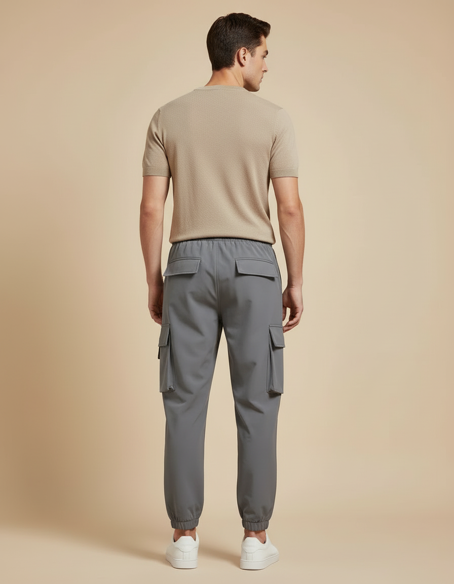 Pantalon Cargo Gris Décontracté Sport Jogger Poches - Polyester - vue 2
