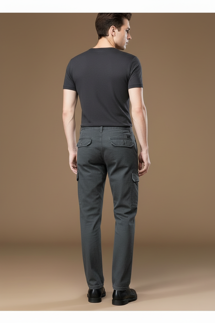 Pantalon Cargo Gris Coton Multipoches Homme Décontracté - vue 2