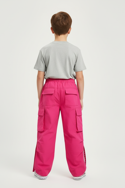 Pantalon Cargo Rose Ample Enfant Streetwear Boucles - Toile - vue 2