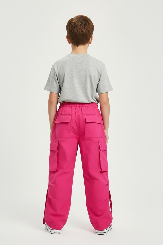 Pantalon Cargo Rose Ample Enfant Streetwear Boucles - Toile - vue 2
