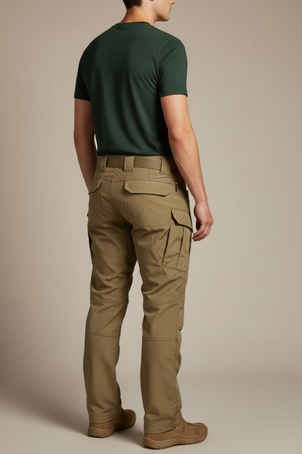 Pantalon Cargo Tactique Kaki Robuste Multipoches Homme - Polyester - vue 2