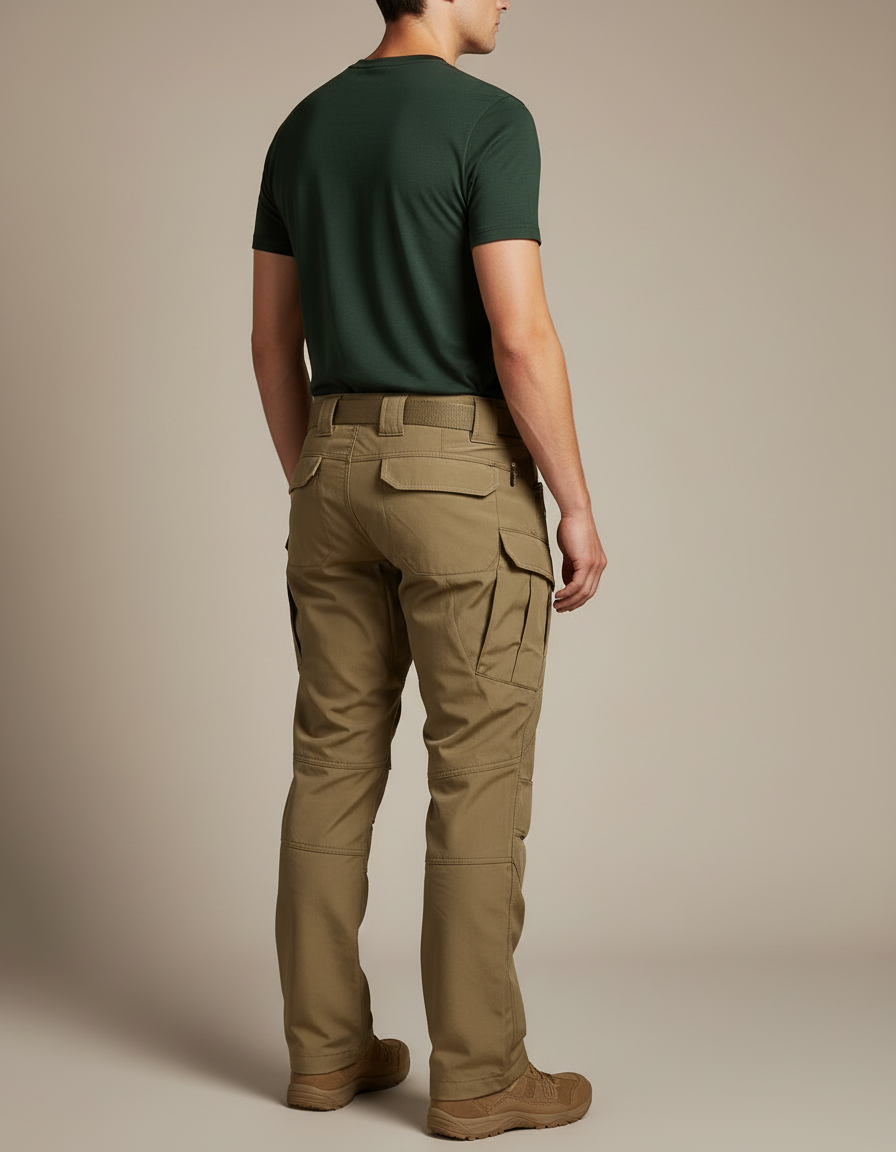 Pantalon Cargo Tactique Kaki Robuste Multipoches Homme - Polyester - vue 2