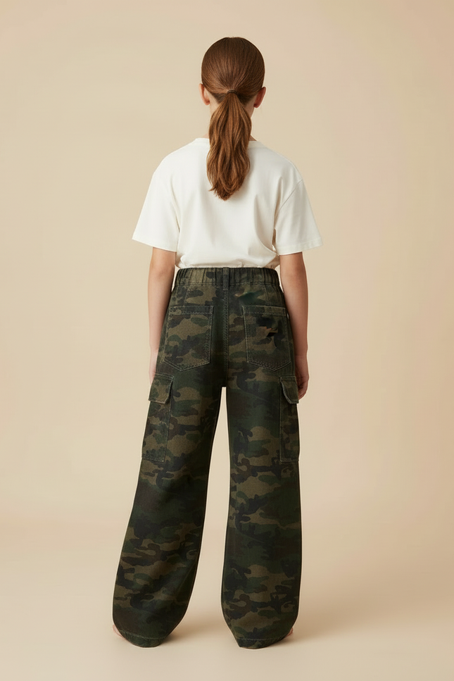 Pantalon Cargo Camouflage Ample Multipoches Coton Enfant - Imprimé - vue 2