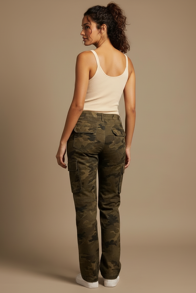 Pantalon Cargo Camouflage Femme - Imprimé Toile - vue 2