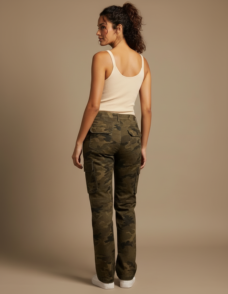 Pantalon Cargo Camouflage Femme - Imprimé Toile - vue 2